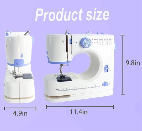 Sewing Machine for Beginners with 42 Pcs Sewing Threads Kit,Portable Sewing Machine with 12 Built-in Stitches,2 Speed(High-Low Speeds) Sewing machine for adults, White Blue in Saudi Arabia