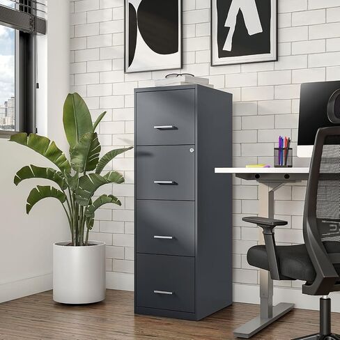 Staples 4-Drawer Vertical File Cabinet ، مستندات حجم الرسالة ، قابلة للقفل ، 18.9 "D X 14.3" W x 45.8 "H ، Black in Saudi Arabia