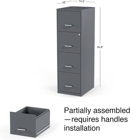 Staples 4-Drawer Vertical File Cabinet ، مستندات حجم الرسالة ، قابلة للقفل ، 18.9 "D X 14.3" W x 45.8 "H ، Black in Saudi Arabia