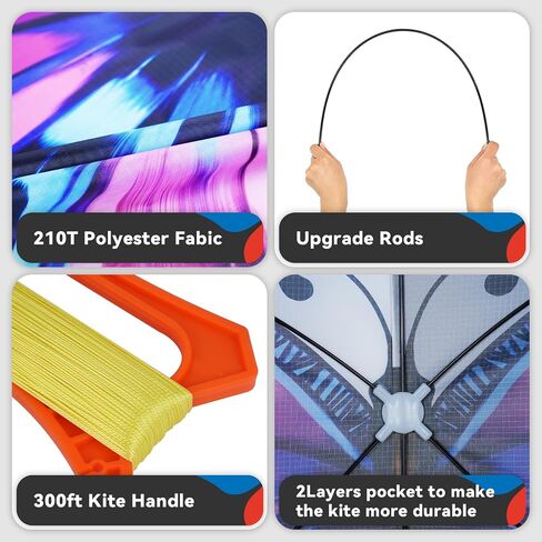 SGftre Colorful Butterfly Kite,Easy to Fly Large Outdoor Kite for Kids & Adults, Beach & Park Toys with Durable Nylon, Family Fun Activities in Saudi Arabia