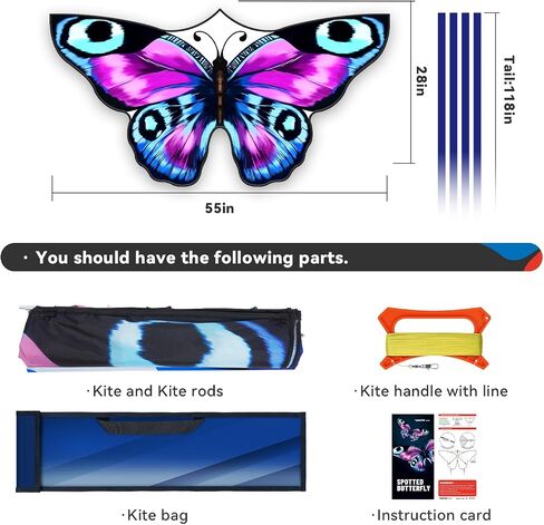 SGftre Colorful Butterfly Kite,Easy to Fly Large Outdoor Kite for Kids & Adults, Beach & Park Toys with Durable Nylon, Family Fun Activities in Saudi Arabia