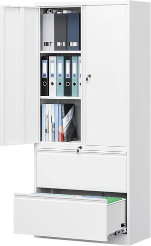 Letaya File Cabinet for Home Office, Metal Storage Cabinets with Adjust Shelves and Lock,2 Drawers Filing Cabinets-Hang Legal/Letter/A4/F4 Size Filing-Black in Saudi Arabia