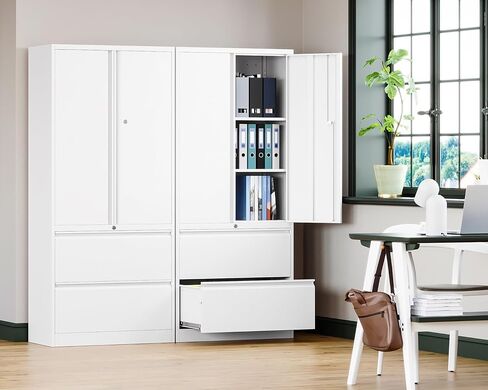 Letaya File Cabinet for Home Office, Metal Storage Cabinets with Adjust Shelves and Lock,2 Drawers Filing Cabinets-Hang Legal/Letter/A4/F4 Size Filing-Black in Saudi Arabia