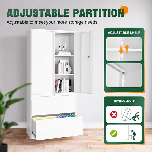 Letaya File Cabinet for Home Office, Metal Storage Cabinets with Adjust Shelves and Lock,2 Drawers Filing Cabinets-Hang Legal/Letter/A4/F4 Size Filing-Black in Saudi Arabia