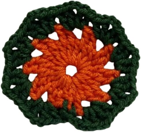 Coasters (SET of 6) Orange Green Halloween Fall Round Crochet Handmade in Saudi Arabia