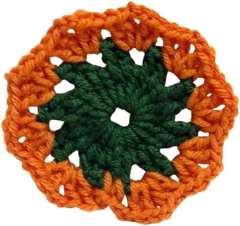 Coasters (SET of 6) Orange Green Halloween Fall Round Crochet Handmade in Saudi Arabia