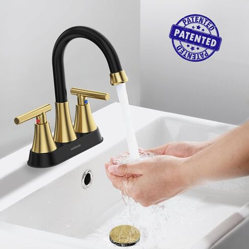 4 inch Brushed Gold Bathroom Sink Faucet with Pop-up Drain and 2 Supply Hoses, Stainless Steel Lead-Free 2-Handle Centerset Faucet for Vanity RV in Kuwait