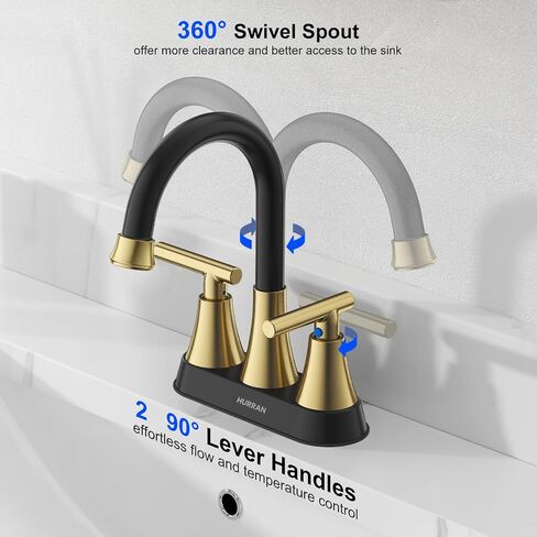 4 inch Brushed Gold Bathroom Sink Faucet with Pop-up Drain and 2 Supply Hoses, Stainless Steel Lead-Free 2-Handle Centerset Faucet for Vanity RV in Kuwait