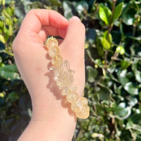 7A Natural Yellow Azeztulite Crystal Bracelet With an Exquisitely Carved Dragon Head Bead Size 10mm in Saudi Arabia