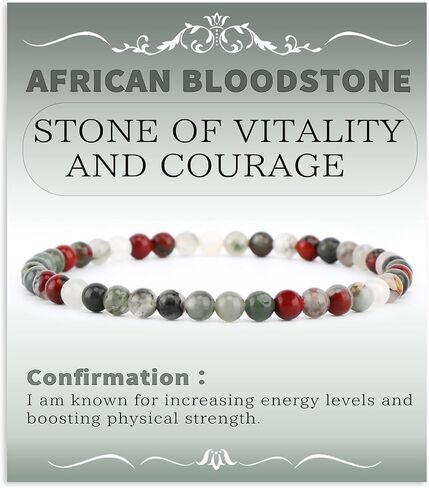 4mm African Bloodstone - Handmade Reiki Gemstone Stretch Bracelet, Natural Beauty & Spiritual Essence, Crystal Healing for Unisex Adults in Kuwait