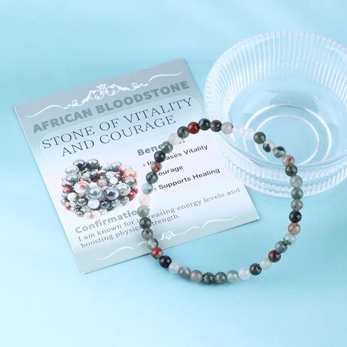 4mm African Bloodstone - Handmade Reiki Gemstone Stretch Bracelet, Natural Beauty & Spiritual Essence, Crystal Healing for Unisex Adults in Kuwait