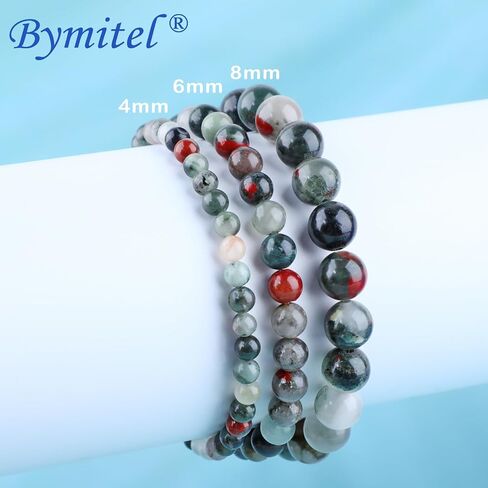 4mm African Bloodstone - Handmade Reiki Gemstone Stretch Bracelet, Natural Beauty & Spiritual Essence, Crystal Healing for Unisex Adults in Kuwait