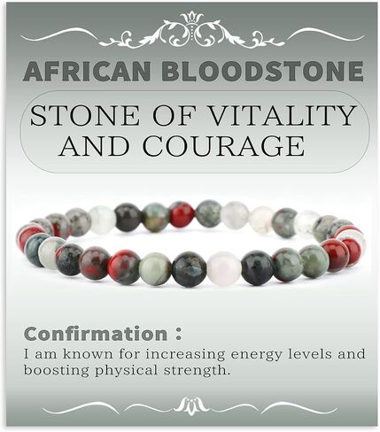 4mm African Bloodstone - Handmade Reiki Gemstone Stretch Bracelet, Natural Beauty & Spiritual Essence, Crystal Healing for Unisex Adults in Kuwait