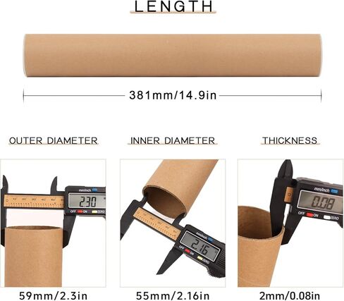 15pcs 2 "x15" أنابيب شحن Kraft مع قبعات وأنابيب ملصقات الورق المقوى للشحن وتخزين المستندات والفنون in Kuwait