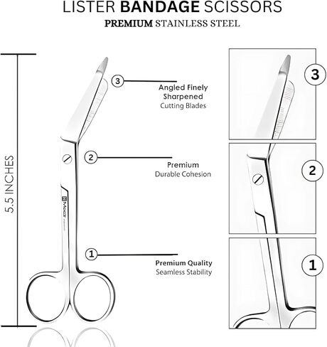 Medical & Nursing Lister Bandage 1 PCs Scissors Made of High Grade Surgical Stainless Steel Size 5.5"MP-0364 (1) in Saudi Arabia