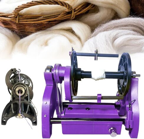12V Household Mini Electric Spinning Wheel, Wool Spinning Fibre Yarn Winding Machine, Feeding Opening 12mm, Adjustable Speed, for Wool Yarn Weaving,Purple in Saudi Arabia