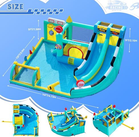 منزل مزدوج للمنزل للرجال 3-10 ، قلعة كبيرة ترتد مع منفاخ الهواء 550 واط ، حمام سباحة ، قفز ، تسلق ، كرات ، إرم خاتم ، حديقة مائية قابلة للنفخ لعطلة عيد الميلاد في الهواء الطلق في الهواء الطلق in Kuwait