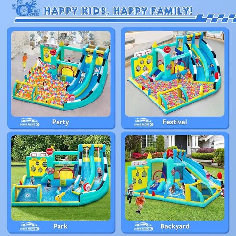 منزل مزدوج للمنزل للرجال 3-10 ، قلعة كبيرة ترتد مع منفاخ الهواء 550 واط ، حمام سباحة ، قفز ، تسلق ، كرات ، إرم خاتم ، حديقة مائية قابلة للنفخ لعطلة عيد الميلاد في الهواء الطلق في الهواء الطلق in Kuwait