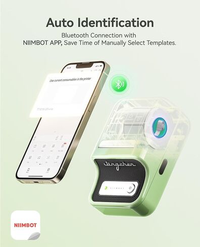 NIIMBOT B21 Label Maker Inkless Bluetooth Label Printer, 2 Inch Portable Thermal Sticker Machine for Small Business, Address, Logo, Clothing, Mailing, Candles, Jewelry, Sticker Printer for Gift, Green in Saudi Arabia