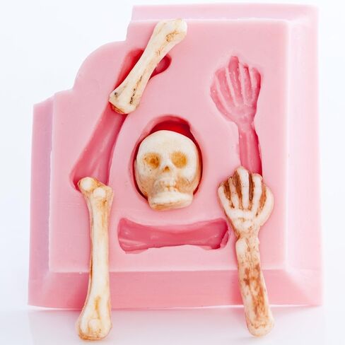Small Skeleton Skull Silicone Mold Food Safe Fondant, Chocolate, Candy, Resin, Polymer Clay Mold. Flexible easy to use. in Saudi Arabia