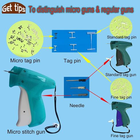 Micro Tagging Gun - مجموعة خياطة بسيطة وسهلة مع 3 إبر و 1800 السحابات البيضاء والأسود للخياطة ، Sweing ، Hemming & Wrinkle Design in Kuwait