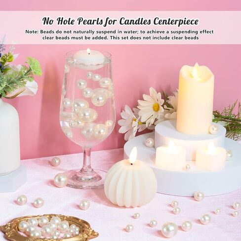 2000pcs لؤلؤات لصياغة ، لا توجد حبات عاجية لمزهريات القطع المركزية ، أحجام متنوعة حبات لآلئ مزيفة من أجل حشو المزهرية ، مركزية الشموع ، الحرف اليدوية DIY ، صنع المجوهرات (4/6/8/10/14/20 ملم) in Kuwait