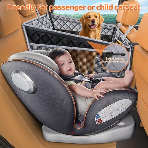 URPOWER Hard Bottom Dog Car Seat for Large Medium Dogs, Dog Back Seat Extender with 3-Sided Hard Boards, Waterproof Pet Backseat Cover Dogs Hammock for Cars, Trucks and SUVs, Holds up to 200 lbs in Saudi Arabia