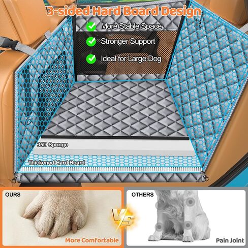 URPOWER Hard Bottom Dog Car Seat for Large Medium Dogs, Dog Back Seat Extender with 3-Sided Hard Boards, Waterproof Pet Backseat Cover Dogs Hammock for Cars, Trucks and SUVs, Holds up to 200 lbs in Saudi Arabia