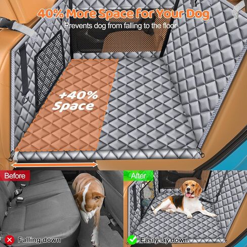 URPOWER Hard Bottom Dog Car Seat for Large Medium Dogs, Dog Back Seat Extender with 3-Sided Hard Boards, Waterproof Pet Backseat Cover Dogs Hammock for Cars, Trucks and SUVs, Holds up to 200 lbs in Saudi Arabia