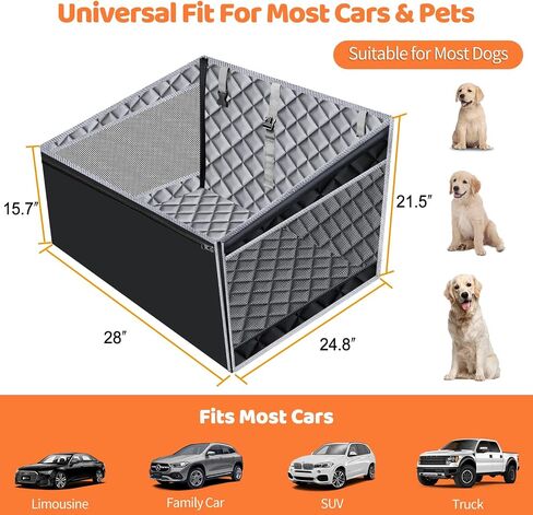 URPOWER Hard Bottom Dog Car Seat for Large Medium Dogs, Dog Back Seat Extender with 3-Sided Hard Boards, Waterproof Pet Backseat Cover Dogs Hammock for Cars, Trucks and SUVs, Holds up to 200 lbs in Saudi Arabia