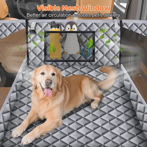 URPOWER Hard Bottom Dog Car Seat for Large Medium Dogs, Dog Back Seat Extender with 3-Sided Hard Boards, Waterproof Pet Backseat Cover Dogs Hammock for Cars, Trucks and SUVs, Holds up to 200 lbs in Saudi Arabia