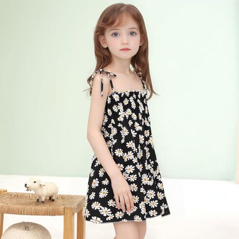 Girls Dresses, Toddler Dress, Little Toddler Girls' Flower Summer Strap Dresses,Backless Cute Floral Sundress for Kids in Kuwait