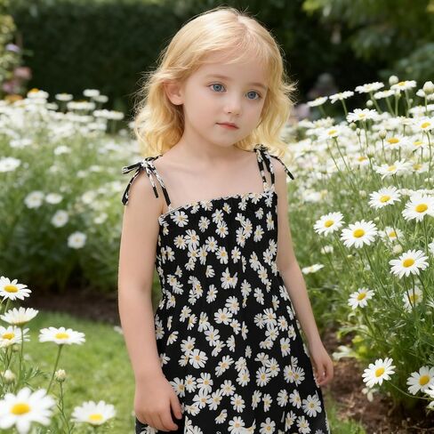 Girls Dresses, Toddler Dress, Little Toddler Girls' Flower Summer Strap Dresses,Backless Cute Floral Sundress for Kids in Kuwait
