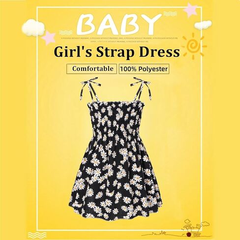 Girls Dresses, Toddler Dress, Little Toddler Girls' Flower Summer Strap Dresses,Backless Cute Floral Sundress for Kids in Kuwait