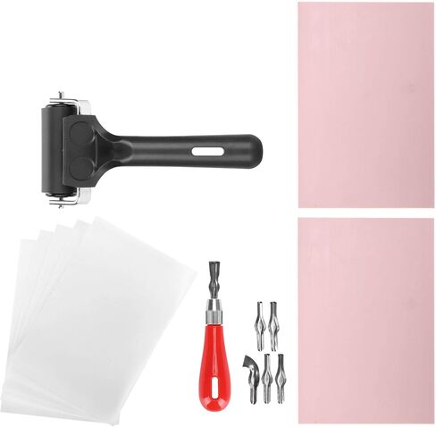 Rubber Stamp Making Kit, Block Printing Kit with Cutter Tools Rubber Carving Blocks Linoleum Cutter Set for Stamp Carving Craft in Kuwait