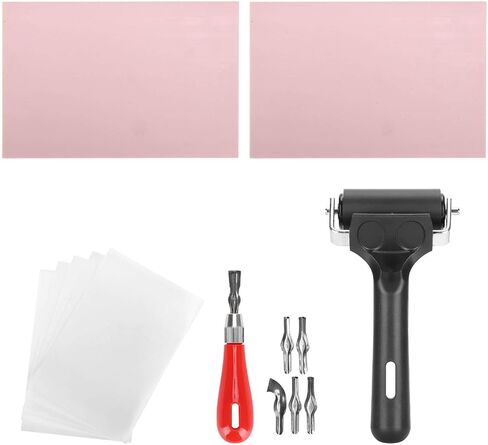 Craft Linoleum Cutter Kit, Rubber Carving Tools Block Stamp Making Set, Printmaking Printing Art Craft with Cutter Tools and Rubber Brayer Roller in Saudi Arabia