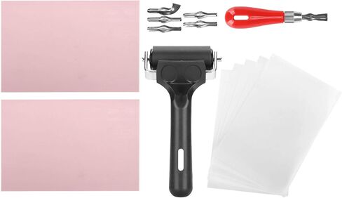 Craft Linoleum Cutter Kit, Rubber Carving Tools Block Stamp Making Set, Printmaking Printing Art Craft with Cutter Tools and Rubber Brayer Roller in Saudi Arabia