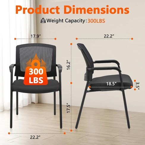 CLATINA Black Stacking Chairs Stackable Waiting Room Chairs with Armrest, Mesh Office Reception Guest Chair for Home Desk Conference Lobby Church Medical Meeting Training Ergonomic, Set of 8 in Saudi Arabia