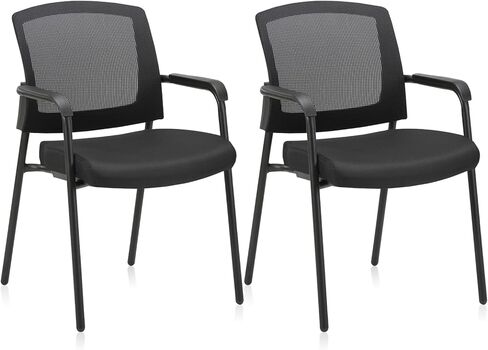 CLATINA Black Stacking Chairs Stackable Waiting Room Chairs with Armrest, Mesh Office Reception Guest Chair for Home Desk Conference Lobby Church Medical Meeting Training Ergonomic, Set of 8 in Saudi Arabia