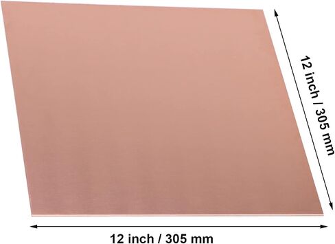 Daseyyue 1 Pcs Pure Copper Sheet, 12" x 12", 20 Gauge(0.032"/0.81mm) Thickness, No Scratches, Protective Film on Both Sides in Kuwait