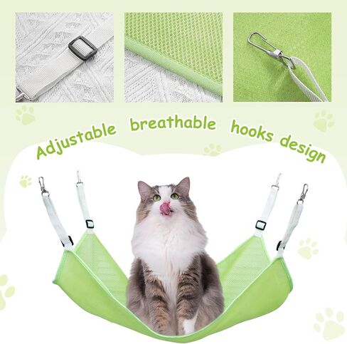 2 Pack Cat Hammock for Cage,Adjustable Breathable Durable Space-Saving Cozy Mesh Pet Hanging Bed Swing for Cats,Ferret,Puppy,Rabbits,Small Animals Green M in Saudi Arabia