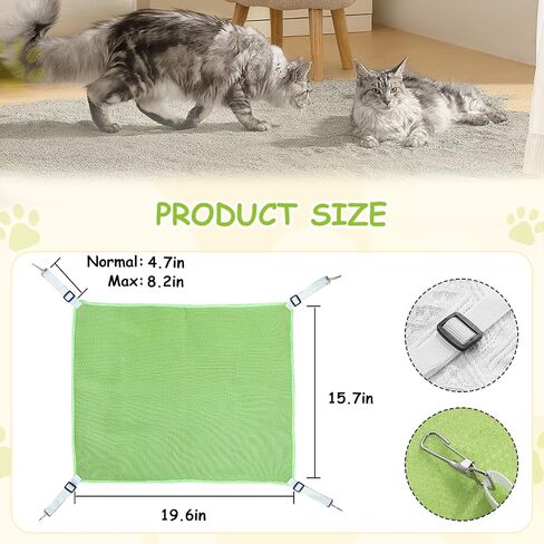 2 Pack Cat Hammock for Cage,Adjustable Breathable Durable Space-Saving Cozy Mesh Pet Hanging Bed Swing for Cats,Ferret,Puppy,Rabbits,Small Animals Green M in Saudi Arabia