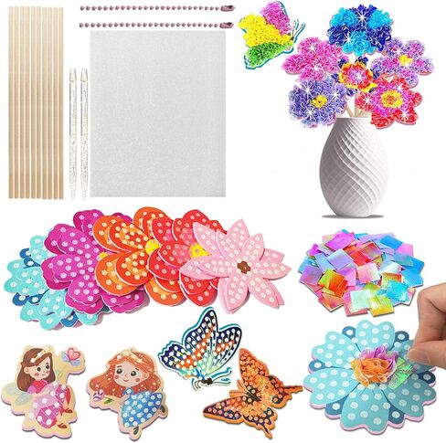 JRD&BS WINL Poke in Fun Art Kit for Kids Toys Age 3-12 Year Old 3D Creative Princesses for Girls Birthday Gifts for 3 4 5 6 7 8 9…… Year Old Boy DIY Craft Art Kit for Teens Beginner Kids in Kuwait
