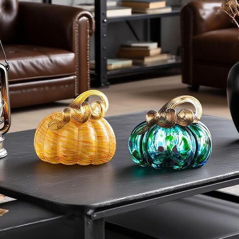 يدوي الزجاج المنفوخ اليقطين عيد الشكر عيد الهالوين ديكور الخريف المنزل الحصاد الزفاف والخريف رف الزخارف الورق والزخارف الزخارف الطاولة in Kuwait