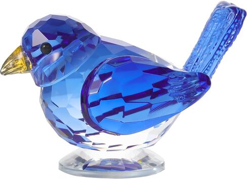Qianwei Blue Crystal Bird Figurine Collectible - Handmade Glass Animals Figurines Crystal Office Desk Table Home Decor Paperweight in Saudi Arabia
