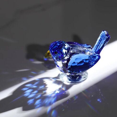 Qianwei Blue Crystal Bird Figurine Collectible - Handmade Glass Animals Figurines Crystal Office Desk Table Home Decor Paperweight in Saudi Arabia