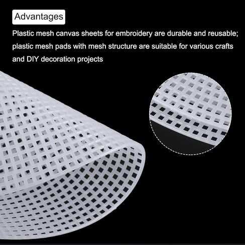 MECCANIXITY 5pcs 9" Plastic Mesh Canvas Sheet 13 Count Round Needlepoint Blank Canvas for Embroidery Knit Crochet Acrylic Yarn Crafting, White in Saudi Arabia