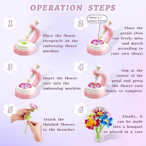 Sangqaofu Fabric Flower Boutquets Kit DIY Arts and Crafts Kits للأطفال الذين تتراوح أعمارهم بين 3-12 من هدايا عيد ميلاد عيد الميلاد لـ 3 4 5 6 7 8+ سنوات من العمر in Kuwait