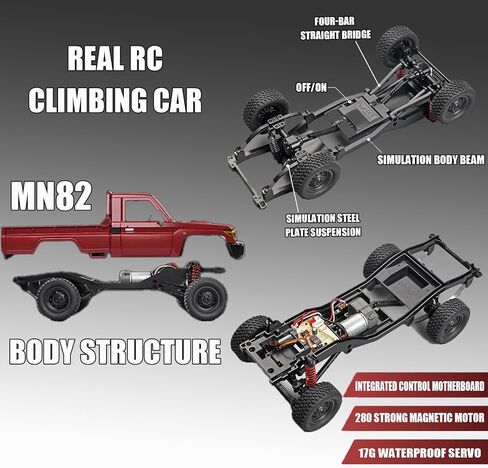 MN-82 1/16 Scale RC Rock Crawler Truck, 4x4 Off-Road Remote Control Car with 2.4GHz Remote & Dual 1200mAh Batteries - Ideal Gift for Birthday/Christmas/Halloween (Ages 8+) in Saudi Arabia
