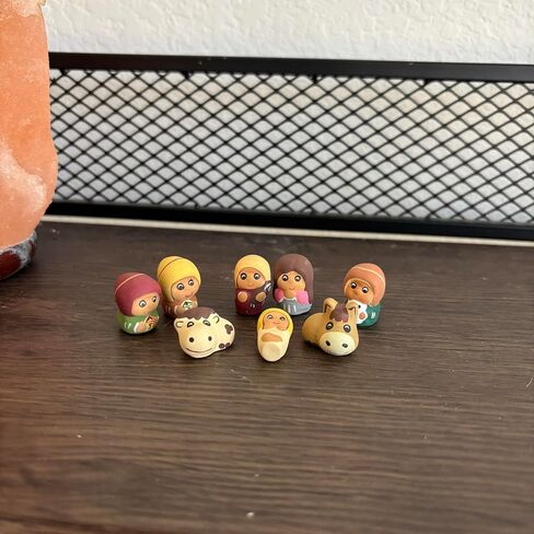 Tiny Ceramic, Peruvian Nativity Scene 8 pcs set 1" tall, Christmas Decor, xmas ornaments, holy family figurines, ornaments gift decorations in Saudi Arabia